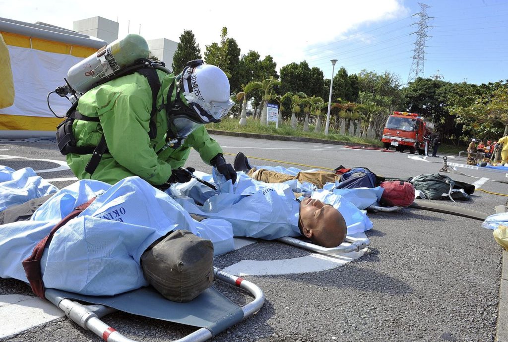 firefighters during a training exercise
